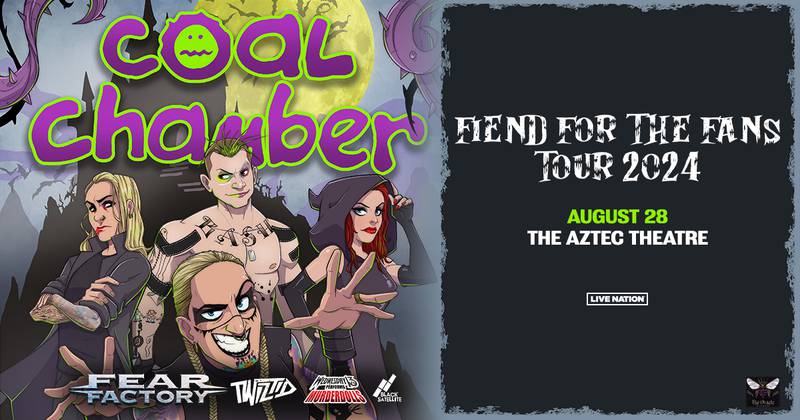 Coal Chamber, with Fear Factory, Twiztid, and Wednesday 13 at the Aztec Theatre on August 28, 2024!