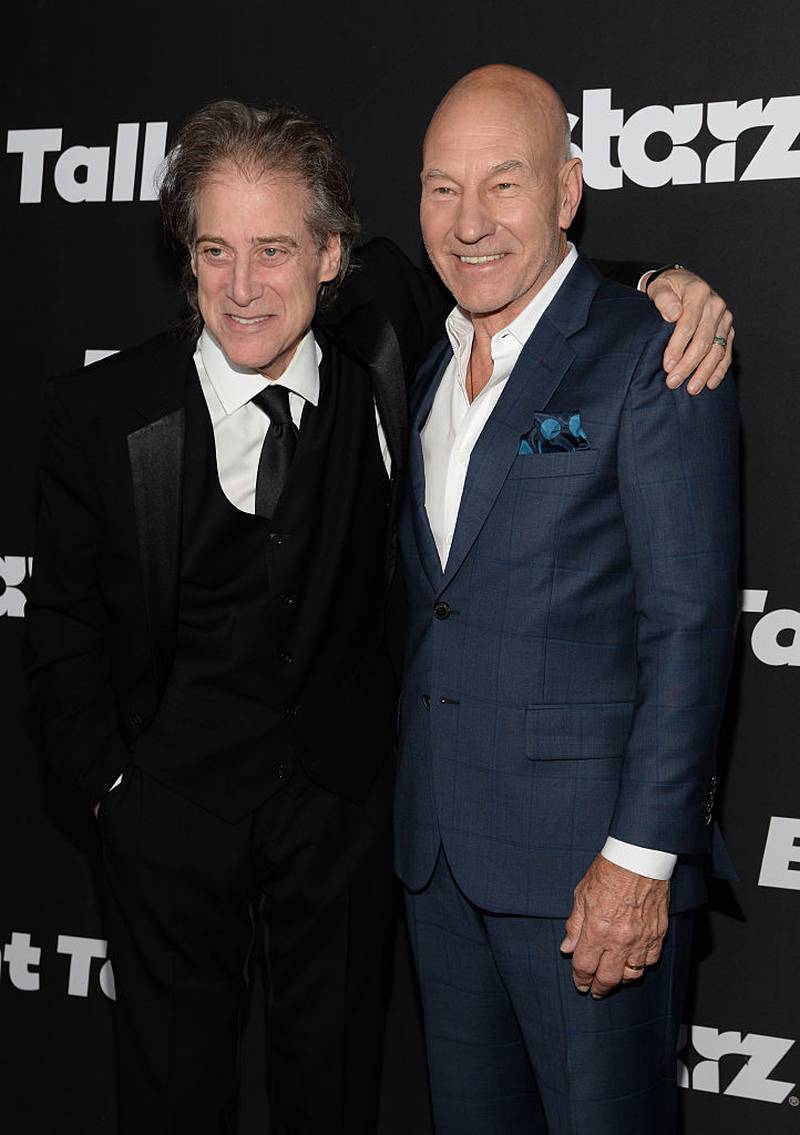 LOS ANGELES, CA - AUGUST 10:  Actors Richard Lewis (L) and Patrick Stewart attend the STARZ' "Blunt Talk" series premiere on August 10, 2015 in Los Angeles, California.  (Photo by Michael Kovac/Getty Images for STARZ)