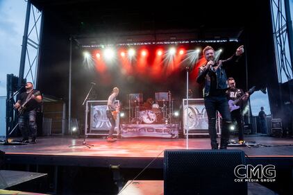 Hinder hit the stage in San Antonio for Oyster Bake on April 20, 2024, and rocked the Saturday crowd! No one cared about any chance of rain with this show on stage!