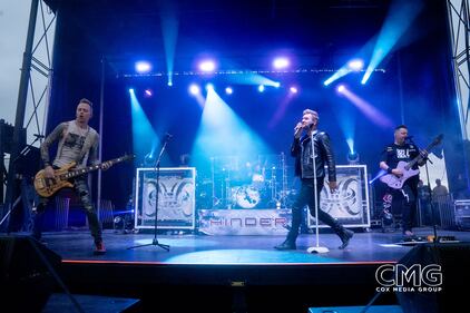 Hinder hit the stage in San Antonio for Oyster Bake on April 20, 2024, and rocked the Saturday crowd! No one cared about any chance of rain with this show on stage!